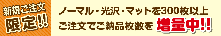 新規ご注文のお客様限定！300枚以上で納品枚数増量中！